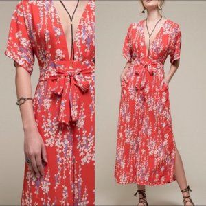 Moon River Floral Backless Jumpsuit